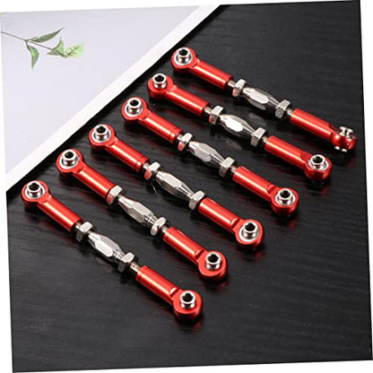Hemoton 18pcs Rc Car Rods Turnbuckle Rod Linkage Material CNC Machined Fit for Rc Trucks - color: Redx3pcs, size: 7.1X1X0.8cmx3pcs