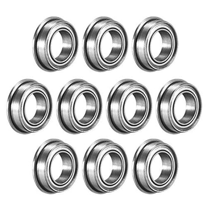uxcell MF106ZZ Flanged Ball Bearing 6x10x3mm Double Metal Shielded (GCr15) Chrome Steel Flange Rip Bearings 10pcs - size: 6x10x3mm