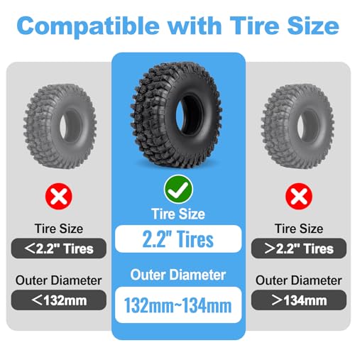 HobbyPark 2.2" Silicone Tire Inserts Soft, Fits 132-134mm 5.25" OD Crawler Tires, Replaces Foam Inserts, 4‑Pack, Waterproof, Good Traction & Sidewall Support for 1/10 RC Crawlers, 125×45mm (Blue) - color: Blue