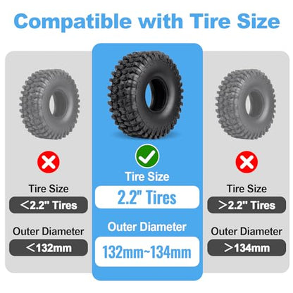 HobbyPark 2.2" Silicone Tire Inserts Soft, Fits 132-134mm 5.25" OD Crawler Tires, Replaces Foam Inserts, 4‑Pack, Waterproof, Good Traction & Sidewall Support for 1/10 RC Crawlers, 125×45mm (Blue) - color: Blue