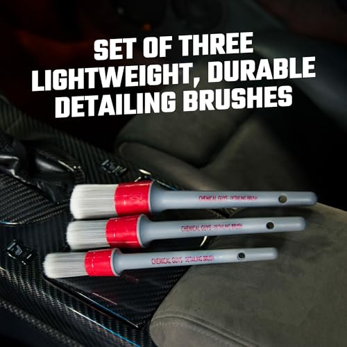 Chemical Guys, All in the Details Interior Detailing Brush Set, 3-Piece | Three soft, durable brushes reach vents, consoles, buttons and trim to lift dust and grime from tight spots - style: Interior Brushes