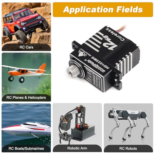 HobbyPark Waterproof 12kg High Torque RC Micro Servo Coreless Motor Metal Gear Digital Servo Aluminum Steering Servo for TRX4M TRX4MT 1/18 Crawler & Shift Servo for TRX4 SCX10 1/10 Airplane 180°