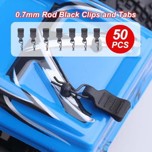 RC Body Clips with Pull Tabs 1/24 1/28 RC Clips for RC Truck Crawler Drift Buggy Compatible with Axial SCX24 WLtoys K969 K989 P929 (50-Pack)