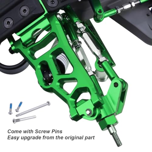 Hobbypark Aluminum Suspension Arms Set (Front & Rear), w/Tie Bar for 1/10 Traxxas Slash 2WD RC Car Upgrade Parts Hop Ups, Replace 2555 3631 2532 (Green-Anodized) - color: Green