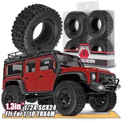 1.3''Soft Rubber Crawler Tires (4PCS) for 1/24 1/18 SCX24 TRX4M AX24 FCX24 FCX18 RC Crawler Car (Style A)