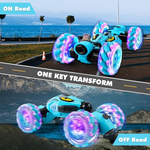 Gesture Sensing RC Stunt Car, 4WD Remote Control Toy with Dual Spray | 2.4GHz All-Terrain Off-Road Vehicle with Lights & Music, Boys Toys Age 6 -12 Year Old for Birthday Gifts - color: 4-whell