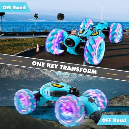 Gesture Sensing RC Stunt Car, 4WD Remote Control Toy with Dual Spray | 2.4GHz All-Terrain Off-Road Vehicle with Lights & Music, Boys Toys Age 6 -12 Year Old for Birthday Gifts - color: 4-whell