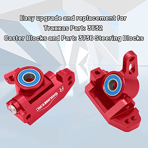 OGRC Caster Block Steering Blocks for Traxxas 2WD Slash/Stampede（Red） | L&R Aluminum Alloy 2WD Caster Block & Steering Blocks for 1/10 Traxxas Slash Stampede Rustler 2WD RC Truck - color: Red