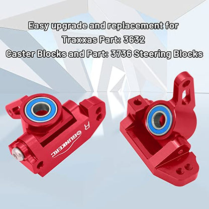 OGRC Caster Block Steering Blocks for Traxxas 2WD Slash/Stampede（Red） | L&R Aluminum Alloy 2WD Caster Block & Steering Blocks for 1/10 Traxxas Slash Stampede Rustler 2WD RC Truck - color: Red