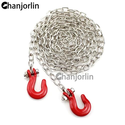1/10 RC Crawler Car Mini Simulation Metal Trailer Chain with Tow Hook Accessories for 1:10 Scale Rock Crawler Truck Car Traxxas TRX4 SCX10 RXB10 Redat Axial RC4WD Tamiya TF2 Gen8 (Red) - color: Red