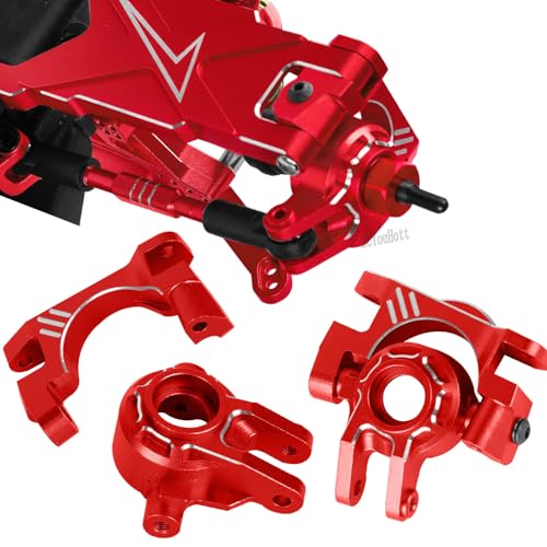 RC Aluminium Upgrades Part Caster Block,Steering Blocks,Stub Axle Carriers,Drive Shaft for 1/10 Slash/Rustler/Stampede/Jat0 4x4 4WD VXL,CVD/Axles/DriveShaft Hops Up,Red - color: Red-(for 1/10）