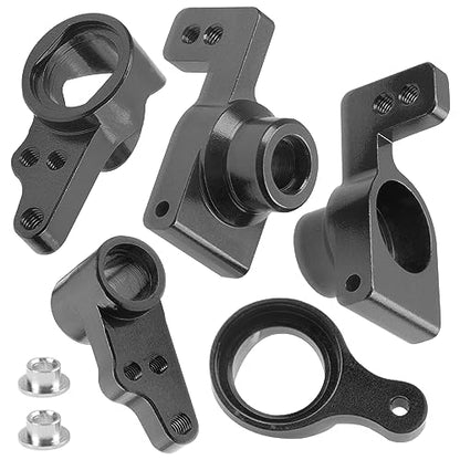 ShareGoo Aluminum Front Rear Swing Arm & Steering Knuckle Kit & Shock Absorbers Compatible with WLtoys 144010 144001 144002 1/14 RC Car (Black) - color: Black