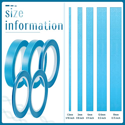 Xuniea 5 Rolls Fine Line Vinyl Tape, 1/16, 1/8, 1/4, 1/2, 3/4 Inch, Blue | Masking Tape Automotive Car Auto Paint for Curves, High Temperature Vinyl Low Tack - color: Blue, size: 1/16, 1/8,1/4, 1/2, 3/4 Inch