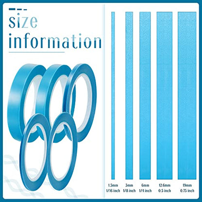 Xuniea 5 Rolls Fine Line Vinyl Tape, 1/16, 1/8, 1/4, 1/2, 3/4 Inch, Blue | Masking Tape Automotive Car Auto Paint for Curves, High Temperature Vinyl Low Tack - color: Blue, size: 1/16, 1/8,1/4, 1/2, 3/4 Inch