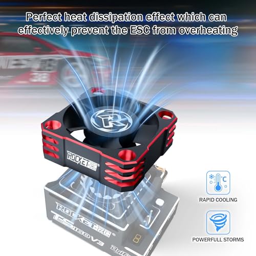 30mm RC Cooling Fan, 28000RPM Cooling Fan for Turbo ESC A3 with XH Connect for RC Car 1/8 1/10 1/12 RC Car ESC (Red&Black) - color: Red&Black