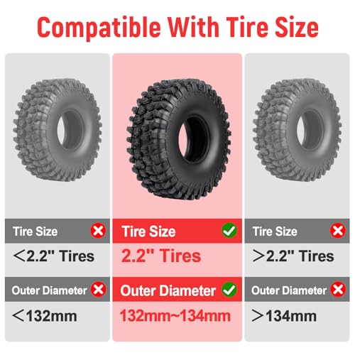 Soft 2.2" Silicone Tire Inserts, 4‑Pack, Fits 132–134mm (5.25" OD) Crawler Tires, Waterproof Foam Replacement for 1/10 RC Crawlers, 125×45mm, Enhanced Traction & Sidewall Support (Red) - color: Red