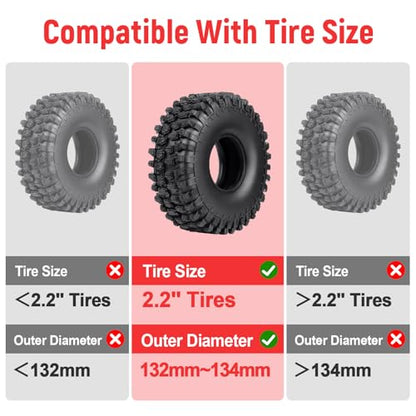 Soft 2.2" Silicone Tire Inserts, 4‑Pack, Fits 132–134mm (5.25" OD) Crawler Tires, Waterproof Foam Replacement for 1/10 RC Crawlers, 125×45mm, Enhanced Traction & Sidewall Support (Red) - color: Red