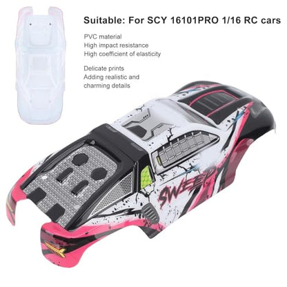RC Car Shell Body Cover, Anti Scratch RC Car Vehicle Truck Body Shell Spare Parts for 1/16 Scale SCY 16101PRO Off Road Accessories Remote Control Shell Cover Replacement(red) - color: Red