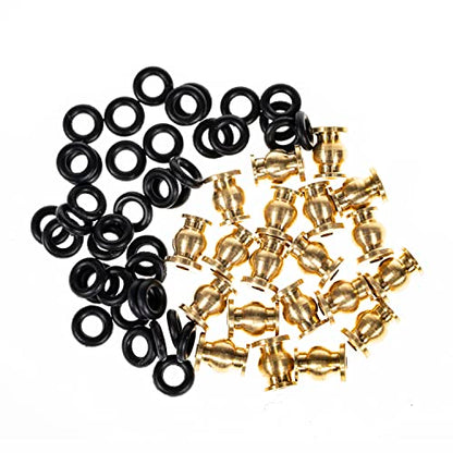 RC Rod Ends Ball Studs Joints Set for SCX24, 20Pcs Brass Ball & 40Pcs O-Ring, Upgrades Parts for 1/24 RC Crawler Car, Brass Upgrades Accessories