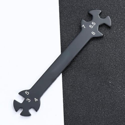 6-in-1 RC Wrench Tool for Turnbuckles Multifunctional Black Rod Wrench for RC Cars Sturdy Repair Tool Adjustable Features for Hobbyists