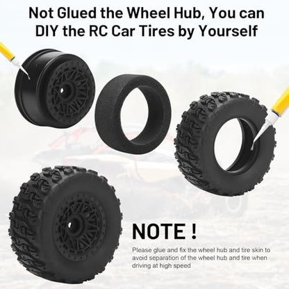 1/10 RC Short Course Truck Tires, daitoku 12mm Hex RC Wheels and Tires for 1/10 Traxxas TRX4 Slash Arrma Losi Tenacity Vkar 10sc Hpi - Style A (Black) - style: Style A