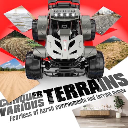 rc tech Remote Control Car 2.4GHz Metal Shell 20KM/H | Monster RC Truck with LED Headlight RC Car Two Rechargeable Batteries 50 Min Playtime Gifts for Kids 6-12