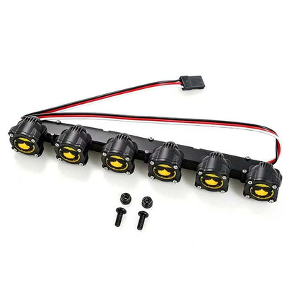 1/10 Scale RC Crawler Roof Light Bar,6 LEDs Spotlight, Bright Yellow Metal Lamp Kit for Axial SCX10 Traxxas TRX4 TRX6 D90 Redcat Gen8 RC Truck Off-Road Upgrades (Smiling face)