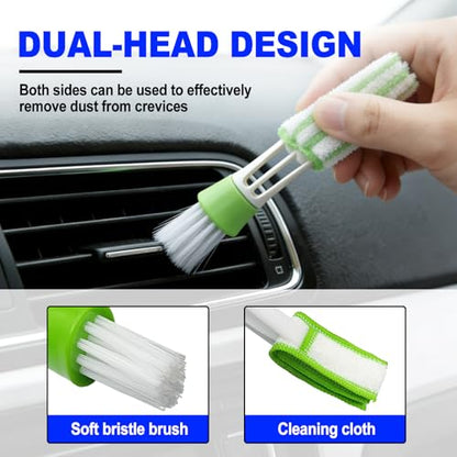 Car Detailing Kit, Extendable Windshield Cleaner with 5 Upgraded Reusable Microfiber Pads | Interior/Exterior Auto Glass & Wheel Cleaning Tool