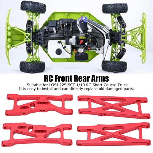 RC Aluminum Front and Rear Suspension Arms for LOSI 22S SCT 1/10 RC Short Course Truck Upgrade Parts(Red) - color: Red