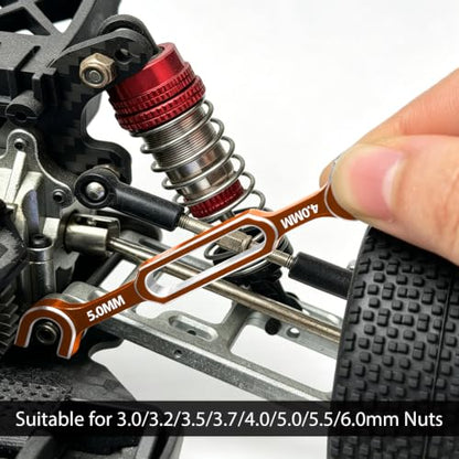4PCS RC Wrench 3.0/3.2/3.5/3.7/4.0/5.0/5.5/6.0mm Turnbuckle Nut Ball Joint Remover RC Repair Tool for RC Crawler Car Boat Upgrade Parts, Orange - color: Orange & Silver
