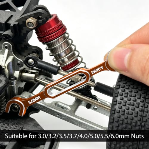 4PCS RC Wrench 3.0/3.2/3.5/3.7/4.0/5.0/5.5/6.0mm Turnbuckle Nut Ball Joint Remover RC Repair Tool for RC Crawler Car Boat Upgrade Parts, Orange - color: Orange & Silver