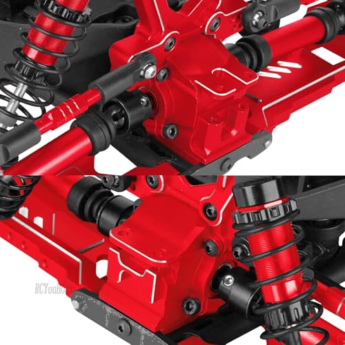 RC Aluminum Transmission Gearbox Case & 37T Diff Gear Upgrades Part for 1/10 Slash/Rustler/Stampede/Jato 4X4 4WD VXL/XO-1,Replace #6880#6881,Red - color: Red-(rc Upgrades Part）