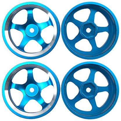 4Pcs Vgoohobby Metal Wheel Rims 12mm Hex Hub 5-Spoke Width 26mm Compatible with 1/10 Tamiya Kyosho HSP HPI Traxxas RedCat Sakura 1/10 On-Road Racing Touring RC Drift Car (Blue) - color: Blue