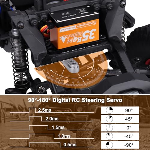 HobbyPark Waterproof 35KG High Torque Servo Motor Metal Gears Digital Servo Arduino Servo Full Aluminum Shell for 1/8 1/10 1/12 RC Crawler RC Truck RC Car Buggy Robotic DIY Control Angle 180°