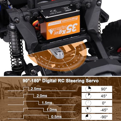 HobbyPark Waterproof 35KG High Torque Servo Motor Metal Gears Digital Servo Arduino Servo Full Aluminum Shell for 1/8 1/10 1/12 RC Crawler RC Truck RC Car Buggy Robotic DIY Control Angle 180°