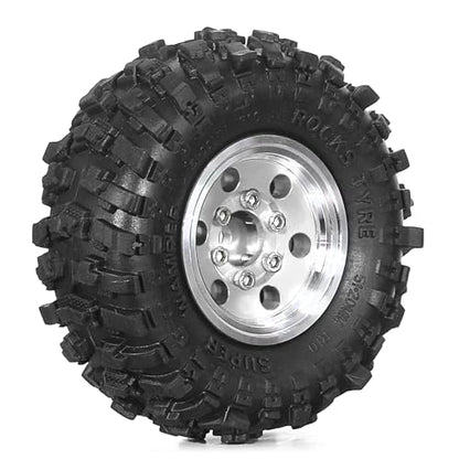REDSPIDER 1.0 Beadlock Wheels and Tires（4pcs）1.0 Crawler Tires 51*20mm 1.0 Wheel color and style are optional 1/18 1/24 RC Crawler Tires for SCX24 TRX4M FMS FCX24 FCX18 AX24 ﻿ (Silvery（circular hole）) - color: Silvery（circular Hole）