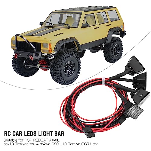 RC LED Light Strip, Waterproof Red White Off-Road Light Bar Roof Mount for RC Crawler Hobbyists Night Driving Outdoor Exploration