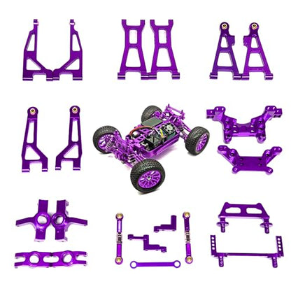 27PC for Hyper Go RC Car Parts, Metal Aluminum Alloy Upgrade Accessories Spare Part, for Hyper Go BEZGAR Jetwood H16BM H16GT H16DR 1/16 RC Car (Full Sets Purple) - color: 10 Sets Purple