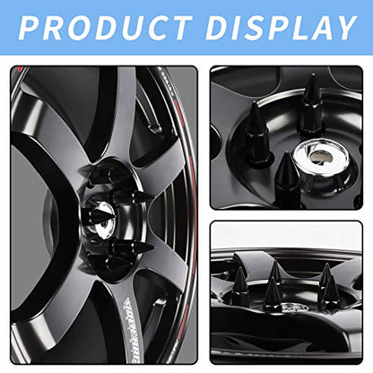 20Pcs Anti Theft Spikes Extended Tuner Wheel/Rims Lug Nut M12X1.5+Socket (Black) - color: Black