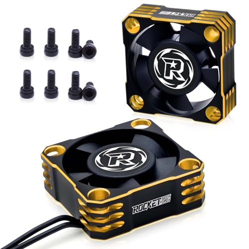 2Pack 30mm RC Motor Cooling Fan,28000RPM ESC Cooling Fan for 1/8 1/10 1/12 Scales RC Car 540 550 Brushlees Motor (Gold) - color: Black Gold-2Pack
