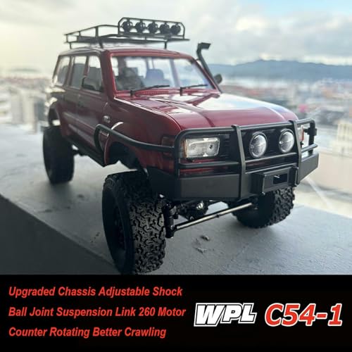 RC Crawler WPL C54-1 RC Truck 4x4 1/16 Scale Remote Control Rock Crawler | Off Road All Terrain Full Proportional 260 Motor Upgraded Chassis Hobby Car Adult 2 Batteries