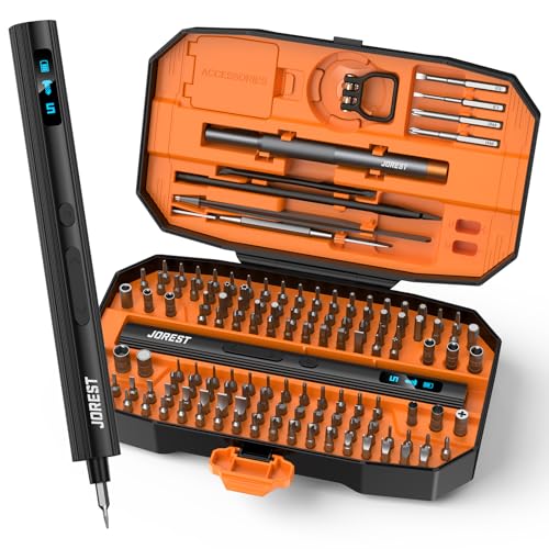 JOREST 155 in 1 Mini Electric Screwdriver Cordless, Precision Power Screwdriver Set, 5 Torque Levels (Max 0.75N.m), Gifts for Men, Magnetic Repair Tool Kit for iPhone, PC, Laptop, PS4 PS5, Xbox, Watch - style: 155 in 1 Electric