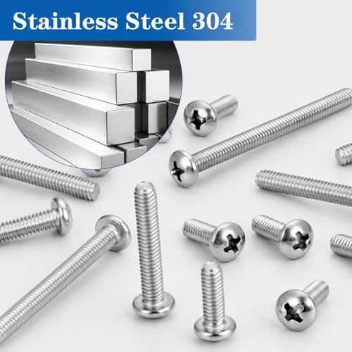 216PCS 8-32 Machine Screw Phillip Pan Head 304 Stainless Steel 1/2"-2" | 8 Lengths 8-32 x 1/2", 3/4", 1",1-1/4", 1-1/2", 1-5/8", 1-3/4", 2" Bolt UNC Fully Threaded Fastener for Electrical Furniture - size: SS #8-32 216PCS