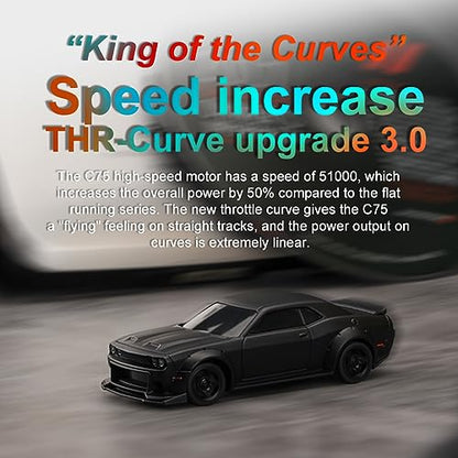 1:76 Turbo Racing Scale RC Sport Car, Table Racing Remote Control Mini Model Car Full Proportional RTR Kit Toys (C75-black) - color: C75-black