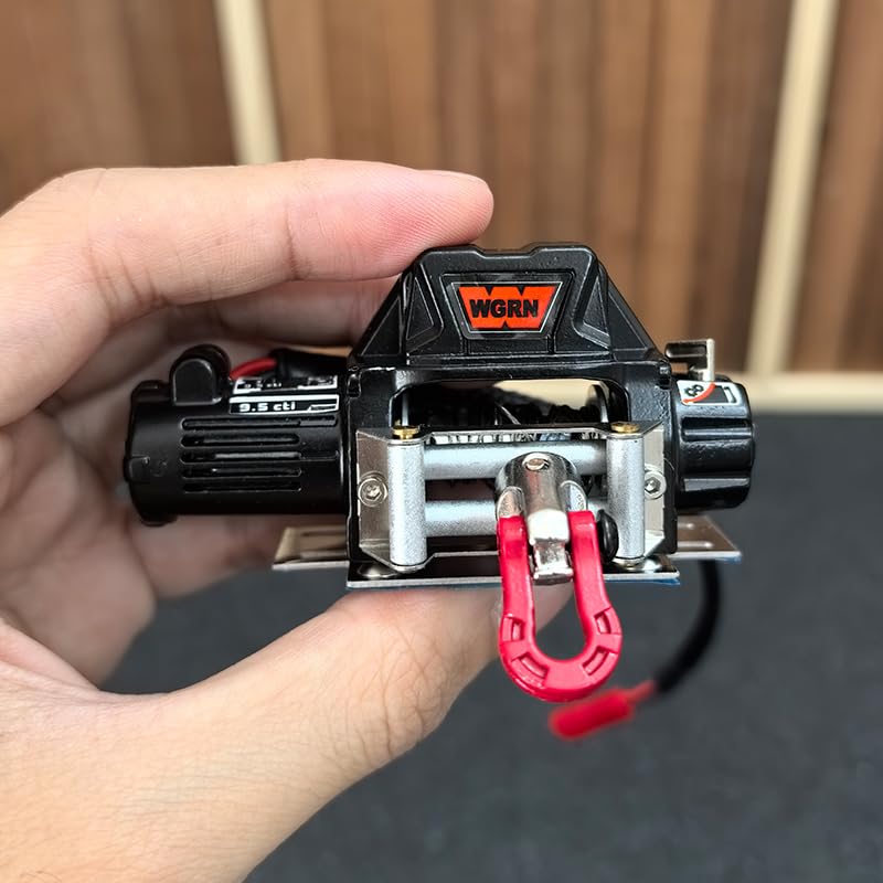 1 Set Full Metal RC Winch Compatible with 1/10 TRX4 SCX10 D90 90046, Black | Remote recovery and towing for trail driving, rock crawling and scale off-road truck builds - color: Black