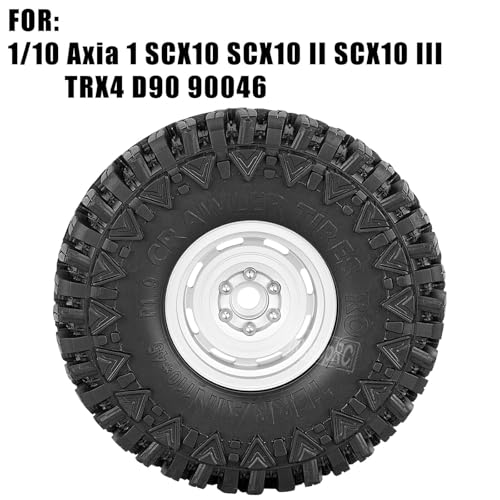 (4PCS) Aluminum 1.9 Beadlock Wheel Rims Heavy Duty for 1/10 SCX10 SCX10 II SCX10 III TRX4 D90 90046.Wheels Rim 1.9inch Beadlock Tires Wheel Hub Rim,Silver - color: Silver