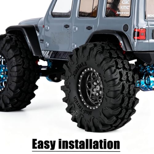 for 1/18 1/24 Axia l SCX24 TRX4M,1.3 Beadlock RC Wheels and Tires,1.3" Aluminum & Brass RC Wheel Hub Rim Rubber Tires RC Truck Tires Heavy Duty Rim.Black 4PCS - color: (4pcs）black