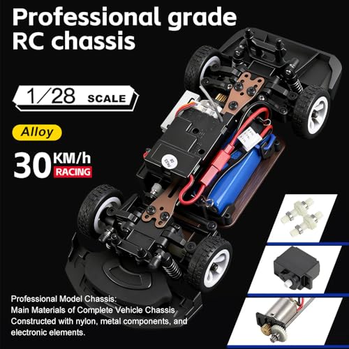 GoolRC WLtoys 284019-A RC Cars, 1:28 Scale Remote Control Car, 4WD 30KM/H High Speed RC Racing Car, 2.4GHz Rally Vehicle with Gyroscope, LED Lights and 2 Batteries for Adults