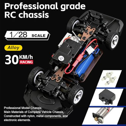 GoolRC WLtoys 284019-A RC Cars, 1:28 Scale Remote Control Car, 4WD 30KM/H High Speed RC Racing Car, 2.4GHz Rally Vehicle with Gyroscope, LED Lights and 2 Batteries for Adults