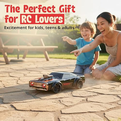 1:14 RC Drift Car for Adults & Kids 8-14, 4WD High Speed Remote Control Car with LED Lights, Drift Tires, 2.4GHz Electric Racing Car, Rechargeable Hobby Car for Indoor & Outdoor Driving